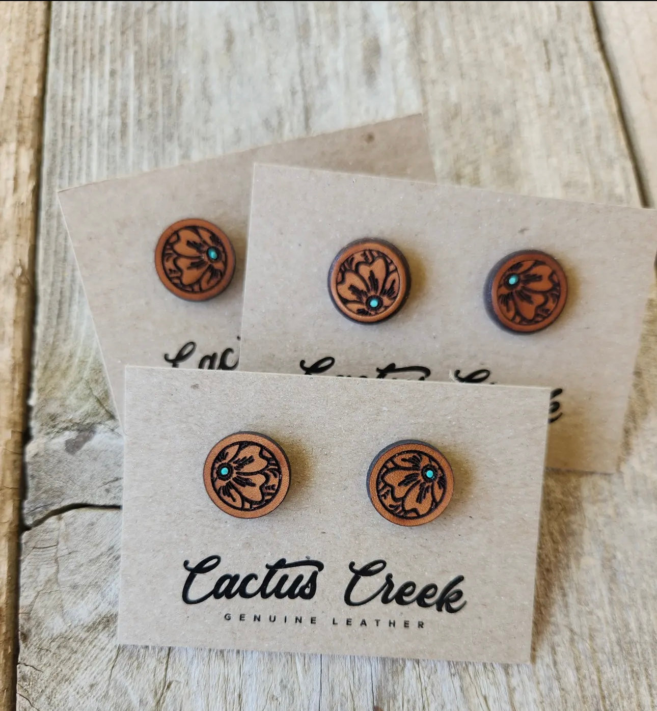 “Millie” Handmade Genuine Leather Stud Earrings