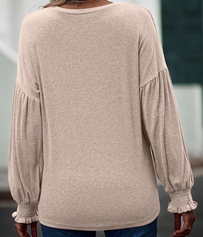Pleated Puff Long Sleeve Top