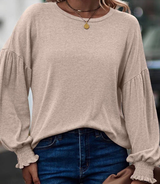 Pleated Puff Long Sleeve Top