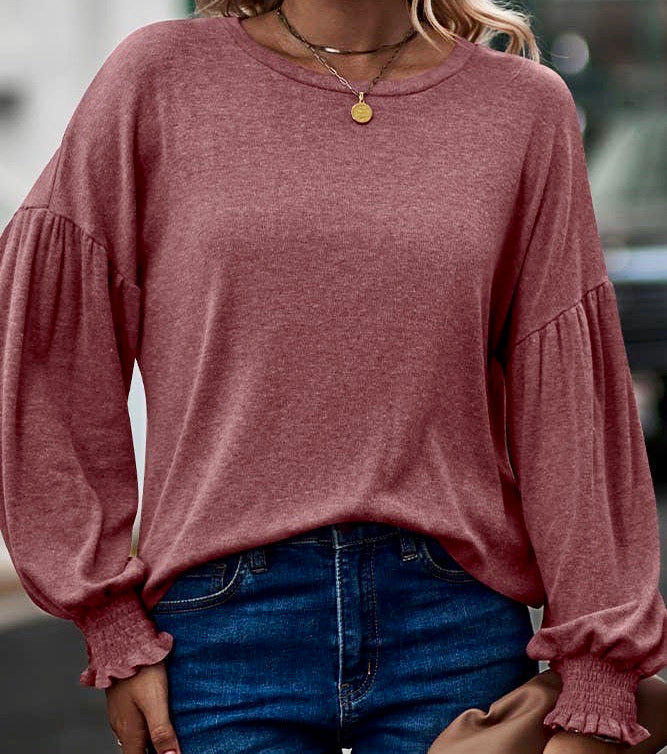 Pleated Puff Long Sleeve Top