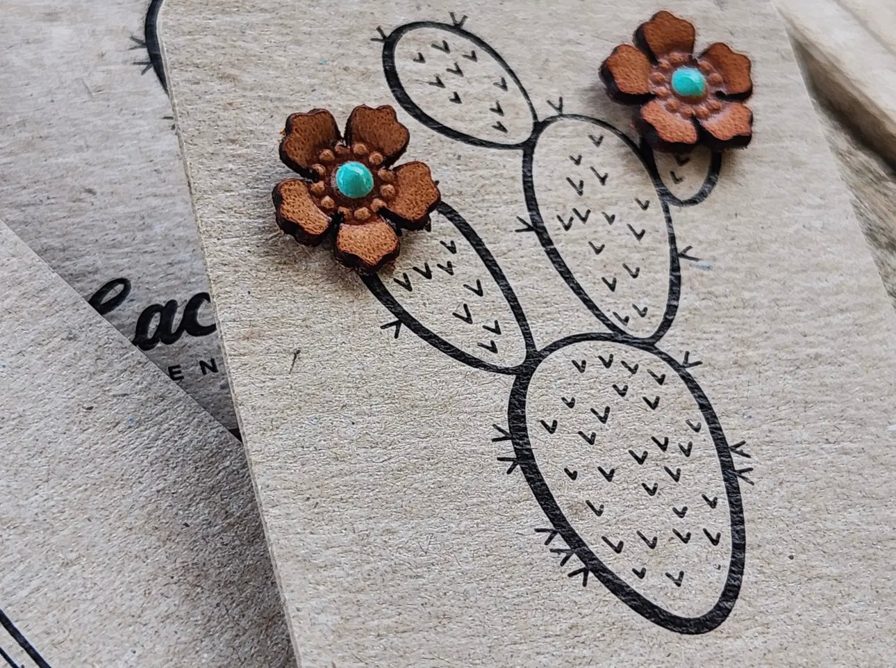 Western Rose Genuine Leather Earrings